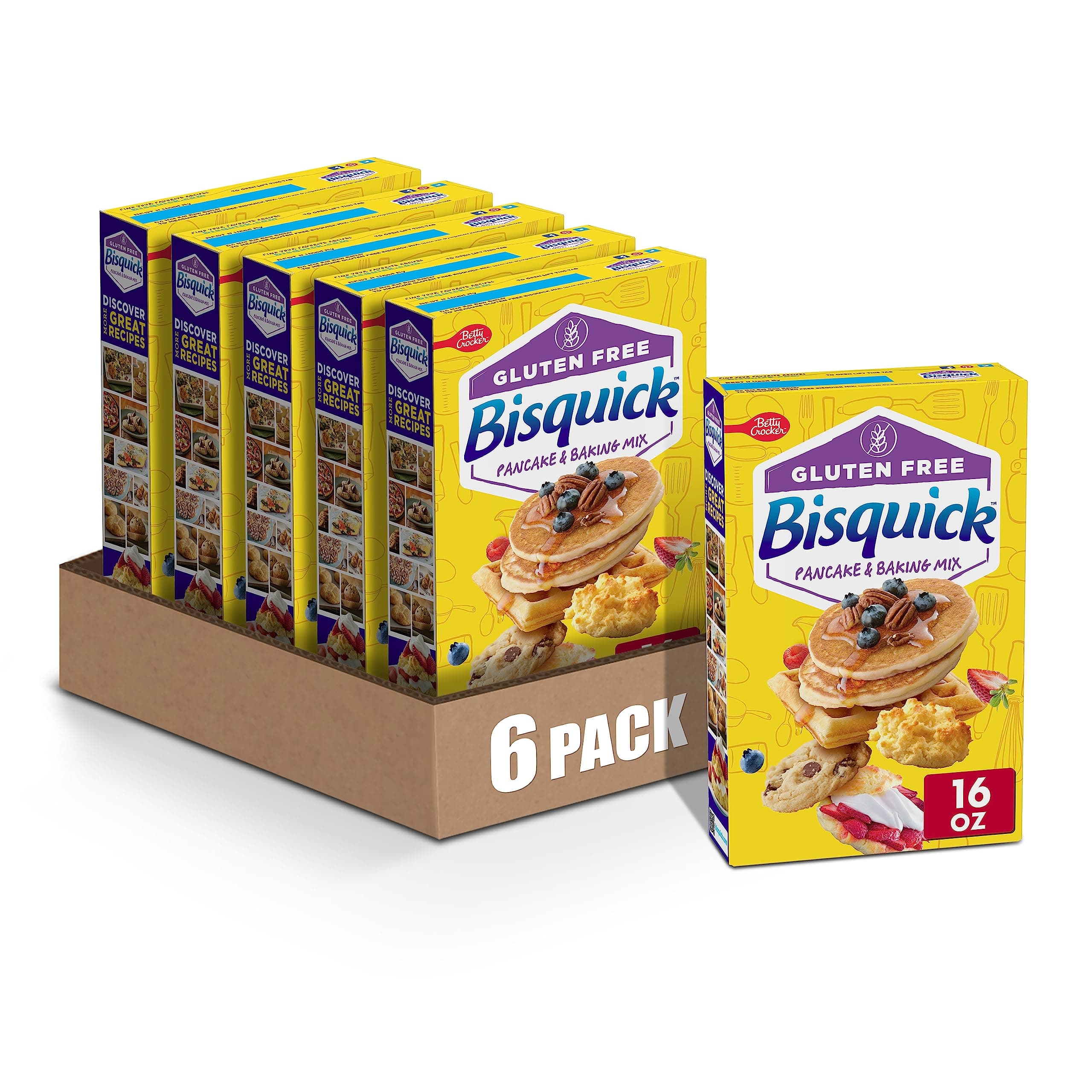 Betty Crocker Bisquick Pancake & Baking Mix Gluten-Free, 16 Oz (Pack of 6)