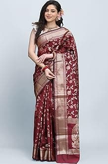 Sugathari Women's Banarasi Saree Pure Kanjivaram Silk Saree Soft new ladies 2023 Design Wear Pattu Sarees Latest Party Sari collections With Blouse Piece for Wedding sadi (SAN PARI-182 DARK GREEN)