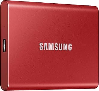 SAMSUNG T7 Portable SSD, 2TB External Solid State Drive, Speeds Up to 1,050MB/s, USB 3.2 Gen 2, Reliable Storage for Gaming, Students, Professionals, MU-PC2T0R/AM, Red