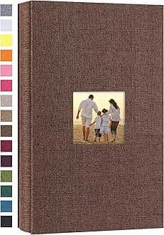 potricher Small Photo Album 4x6 300 Photos Linen Cover Picture Photo Book for Family Wedding Anniversary Baby Vacation (Brown,300 Pockets)