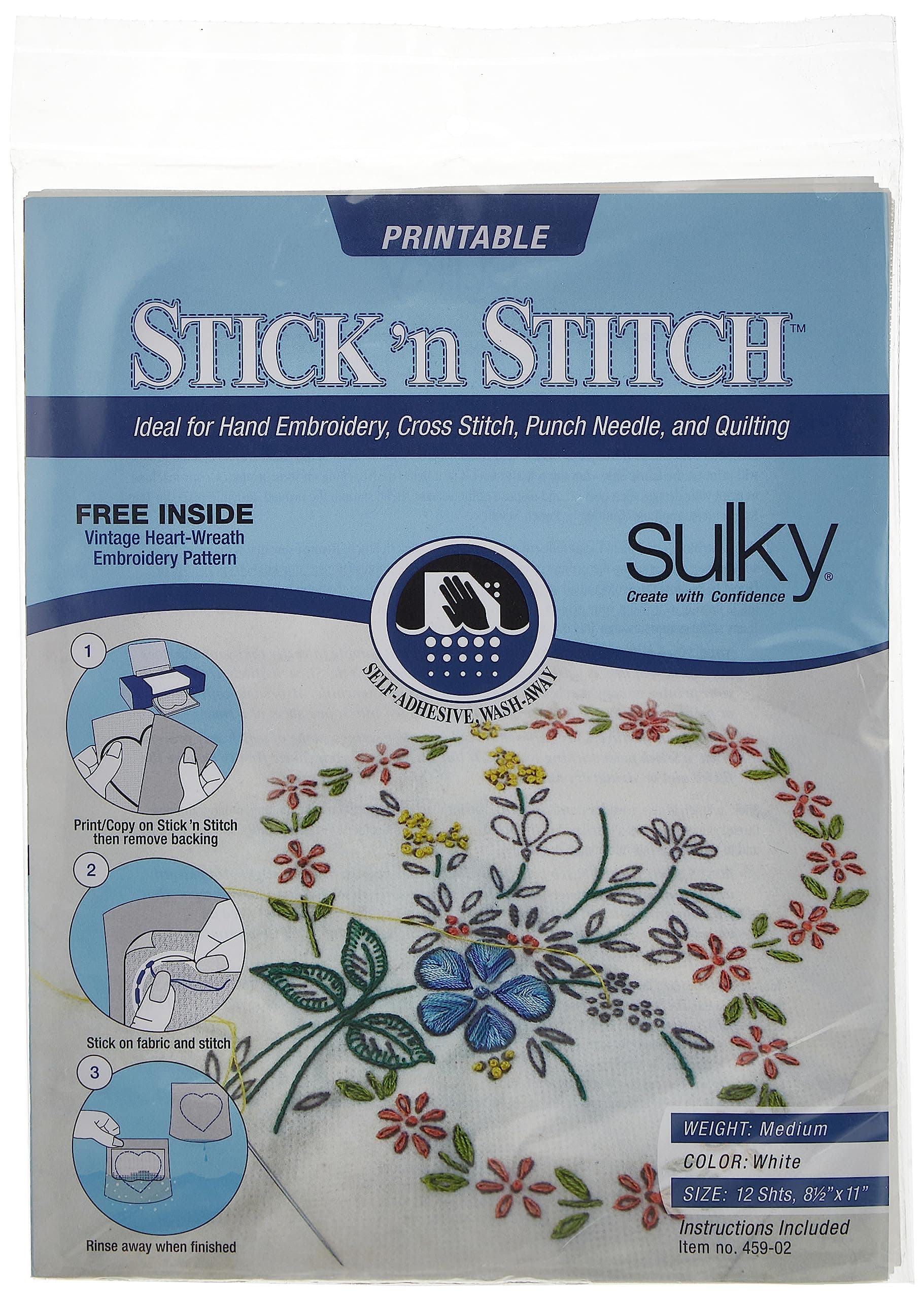 Sulky Stick 'n Stitch Printable Sheets 12/Pkg-White, 8.5"x11"