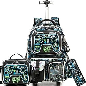 Kids Rolling Backpack with Wheels for Boys Rolling Backpacks with Lunch Box for Elementary School Students 3 in 1 Travel Luggage Suitcase for Boys Age 8-10