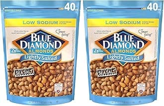 Blue Diamond Almonds Low Sodium Lightly Salted Snack Nuts, 40 Oz Resealable Bag (Pack of 2)