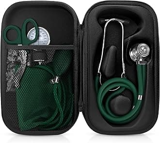 ASA TECHMED Medical Starter Kit – Stethoscope, Durable Blood Pressure Monitor, EMT Shears & Protective Carrying Case – Ideal for Healthcare Students & Professionals, Hunter Green