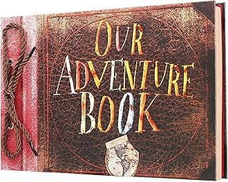 Our Adventure Book Scrapbook Photo Album Travel Journal Book,Retro Style Embossed Cover,Photo Book Kit,Memory Book,Travel Diary