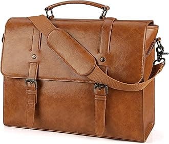 Lubardy Messenger Bag for men 15.6 Inch Laptop bag Waterproof PU Leather Office bag with Tablet Compartment Large Satchel Shoulder Bag Retro,Brown