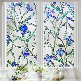 Lifetree 3D Flower Patterned Window Film - Static Cling Privacy Glass Sticker with Anti UV Protection (43 * 100cm)