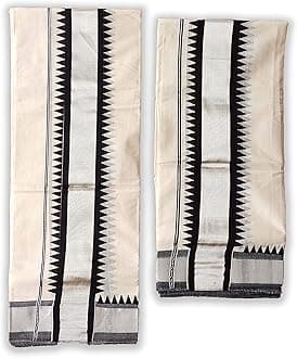 HARADHI Women's Kasavu Cotton Saree Without Blouse Piece (Black)