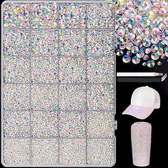 Resin Jelly Rhinestones with Tweezers for Crafts 2-6mm Mixed Sizes (Clear AB) Non Hotfix Gems Flat Back Bedazzling Crystal for Crafts Clothing