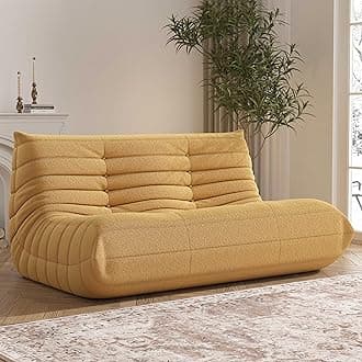 Bean Bag Chair, Loveseat Fireside Chair Bean Bag Sofa Large Bean Bag Chair for Adults, 2 Seater Bean Bag Chairs for Teens with High Density Comfortable Foam, Bean Bag for Living Room, Bedroom (Yellow)