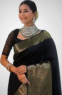 SIRIL Women's Soft Banarasi Silk Jacquard Saree with Unstitched Blouse Piece