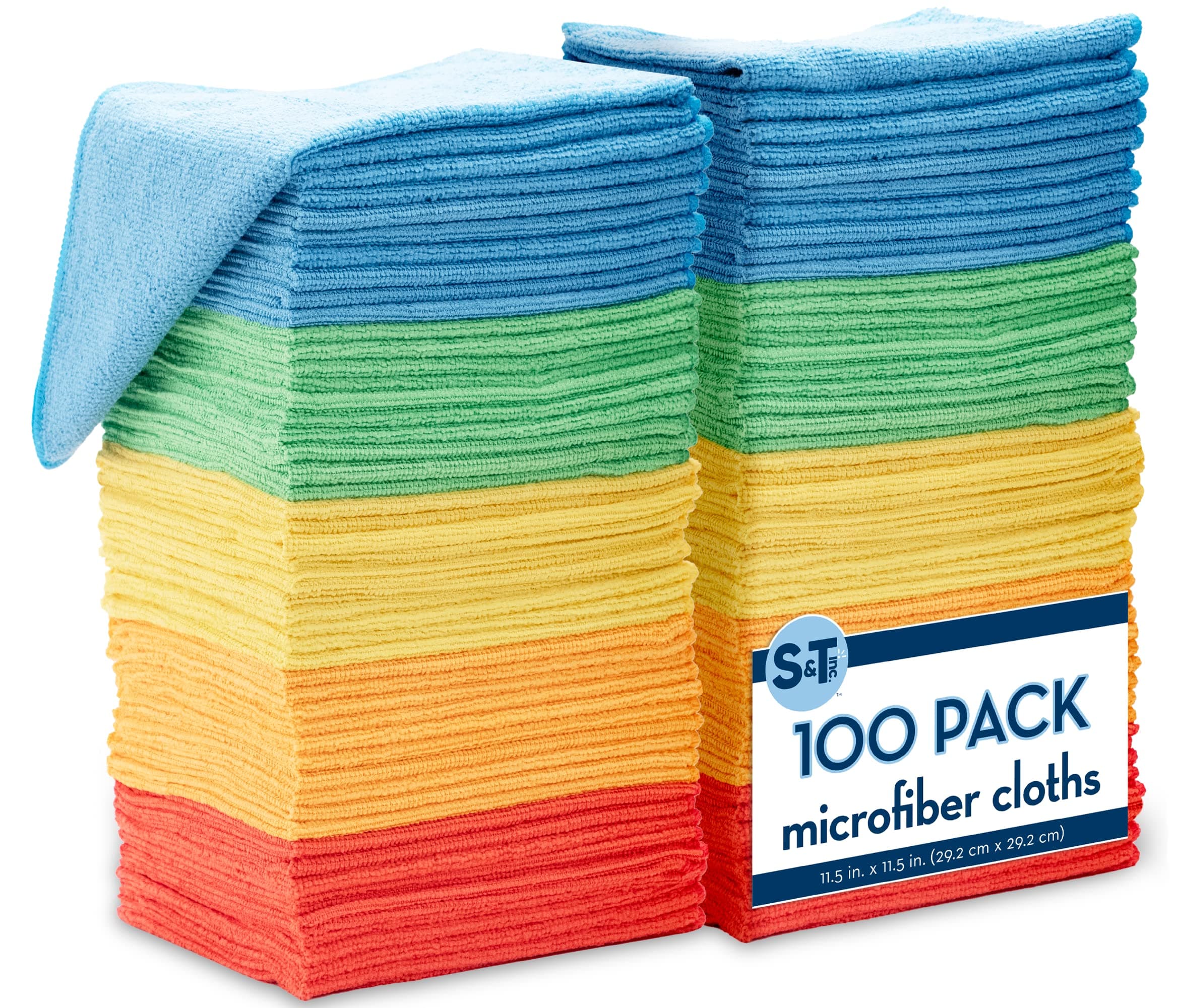 100 Pack Microfiber Cleaning Cloth, Bulk Towels for Home, Reusable Microfiber Towels for Cars, Cleaning Rags, Assorted, 11.5 Inches x 11.5 Inches, 100 Count