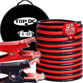 TOPDC4 Gauge 25 Feet Jumper Cables for Car, SUV Battery, Heavy Duty Automotive Booster Cables for Jump Starting Dead or Weak Batteries with Carry Bag