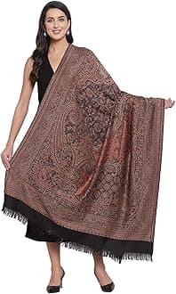 PashtushWomen's Jamawar Shawl, Navy blue