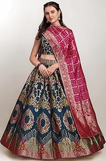 Women's Jacquard Semi-Stitched Lehenga choli