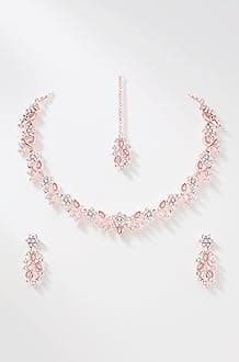 American Diamond AD with Colorful Crystal Necklace Jewellery Set for Women/Girls | Perfect for Weddings, Parties & Festive Occasions