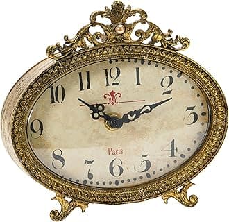 Creative Co-Op Decorative Antiqued Pewter Mantel Clock, Gold