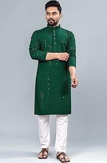 Men's Indian Ethnic Wear Straight Lucknowi Kurta
