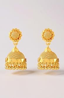 CUTE GOLD One Gram Gold Plated Traditional jimikki Jhumka Earring for Women & Girls (EAR-5033)