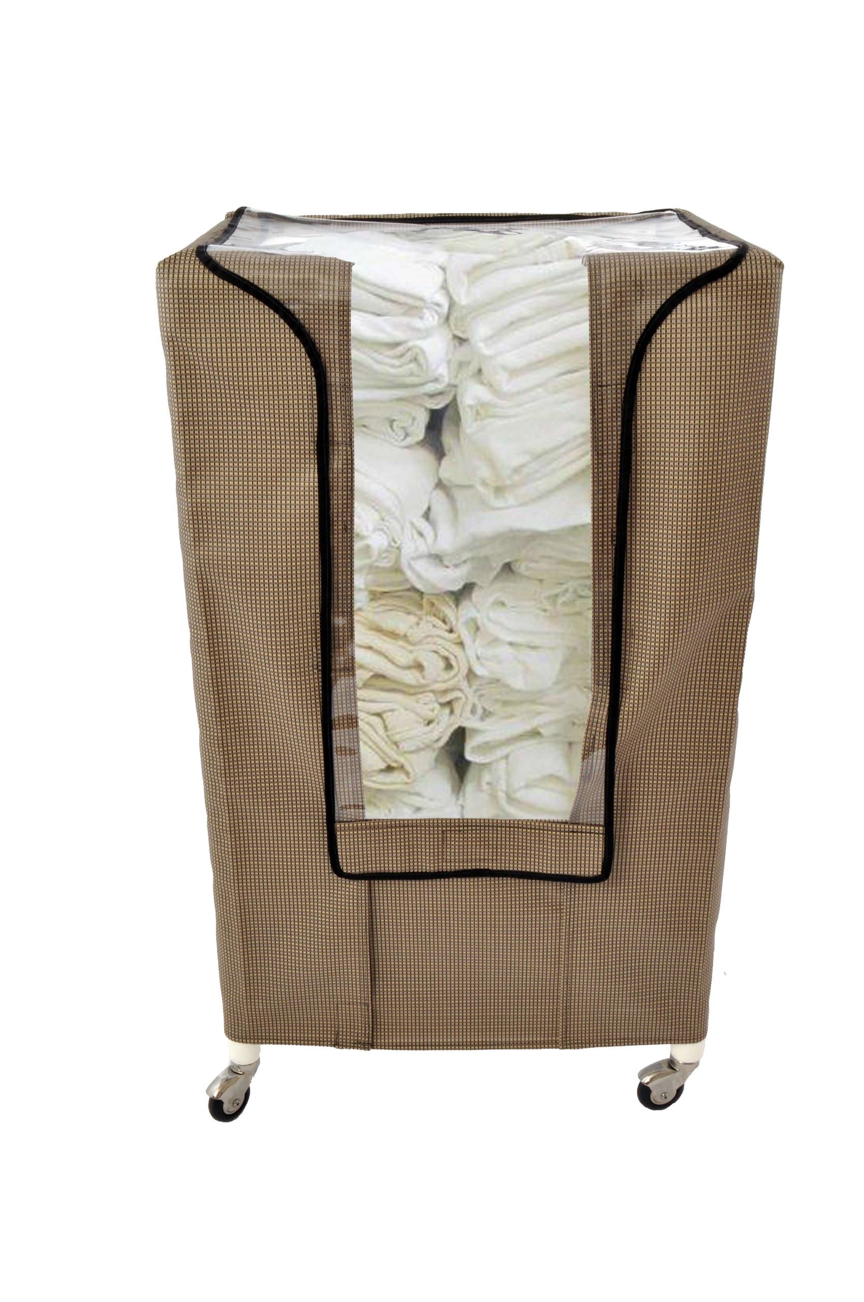 CENTiCARE PC-4000-TT Mobile Covered Storage Cart with Clear Vinyl Front Flap, Taupe Tweed Color