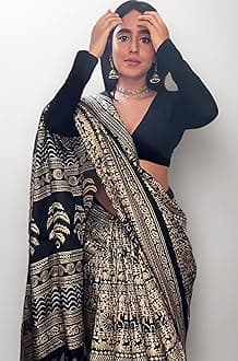 Women's Art Silk Kalamkari Print Saree With Blouse Piece
