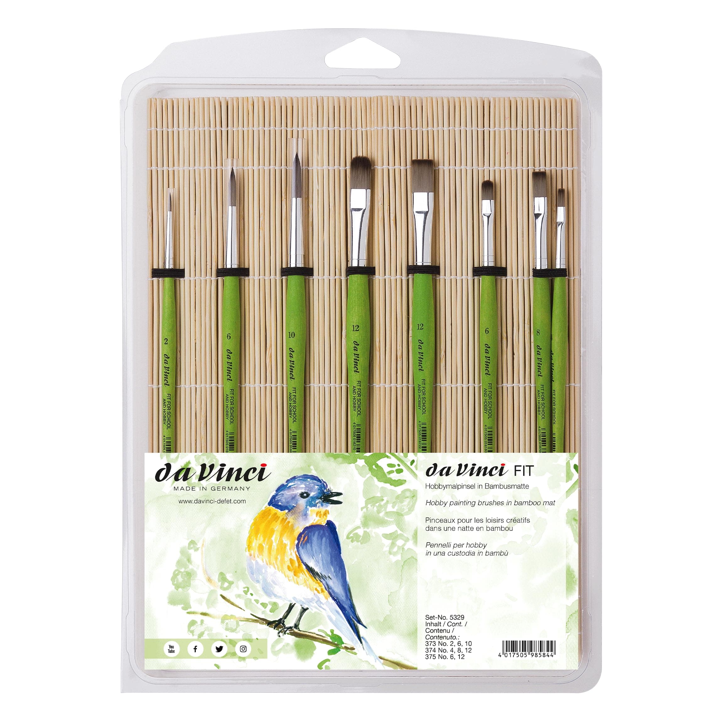 da Vinci Student Student Brush Set, Black 8 Each