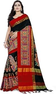 arriva fab women's kutchi work embroidered Exclusive wear sare, Black, One Size