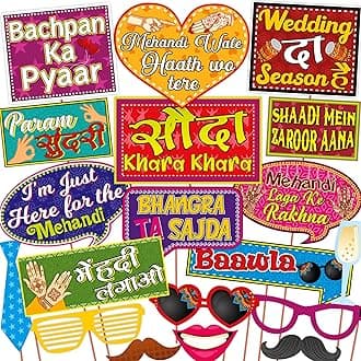 Wobbox Mehandi Props for Bride, Mehendi Ceremony Props, Mehandi Decoration Items for Marriage-FP1423