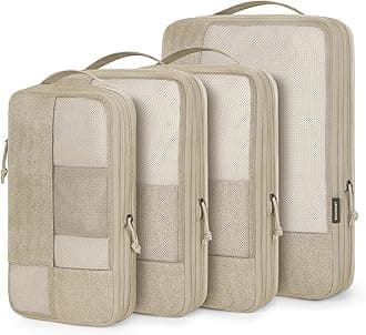 BAGSMARTBAGSMART Compression Packing Cubes for Travel, 4 Set Packing Cubes for Carry on Suitcases, Compression Travel Cubes & Suitcase Organizer for Packing with Shoe Bag Black