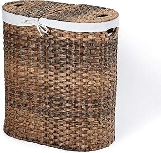 Premium Handwoven Portable Laundry Bin Basket with Carrying Handles, Household Storage for Clothes, Linens, Sheets, Mocha Brown, Oval Hamper