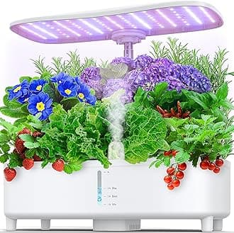 Hydroponics Growing System Kit 15 Pods Misting Herb Garden Indoor Garden Indoor Gardening System 5L Water Capacity 48W Grow Light Gardening Gifts for Women House Warming Gifts New Home (White)