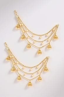 Latest Trendy Stylish Ear Chain Earrings for Women | Traditional 18k Gold Plated Wedding Party Jewellery | Bahubali Inspired Kan Chain Jhumki Earrings