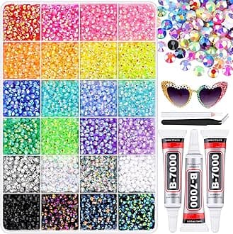 16000Pcs Resin Rhinestones for Bedazzling with B7000 Jewelry Glue, 4MM Colorful Gems Flatback Rhinestones for Crafting, Crystal for DIY Crafts Clothing Tumblers Mugs Shoes Fabric Decor Nail Art