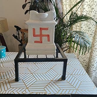 Ceramic tulsi Pot Design Color- White (Tulsi Pot with Stand)