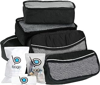 bago 8 Pcs Packing Cubes for Travel - 5 Travel Packing Cubes for Suitcases with 3 ZipLock Bags, Luggage Organizer Bags to Get Maximum Storage, Save Time & Effort to Pack (Black)