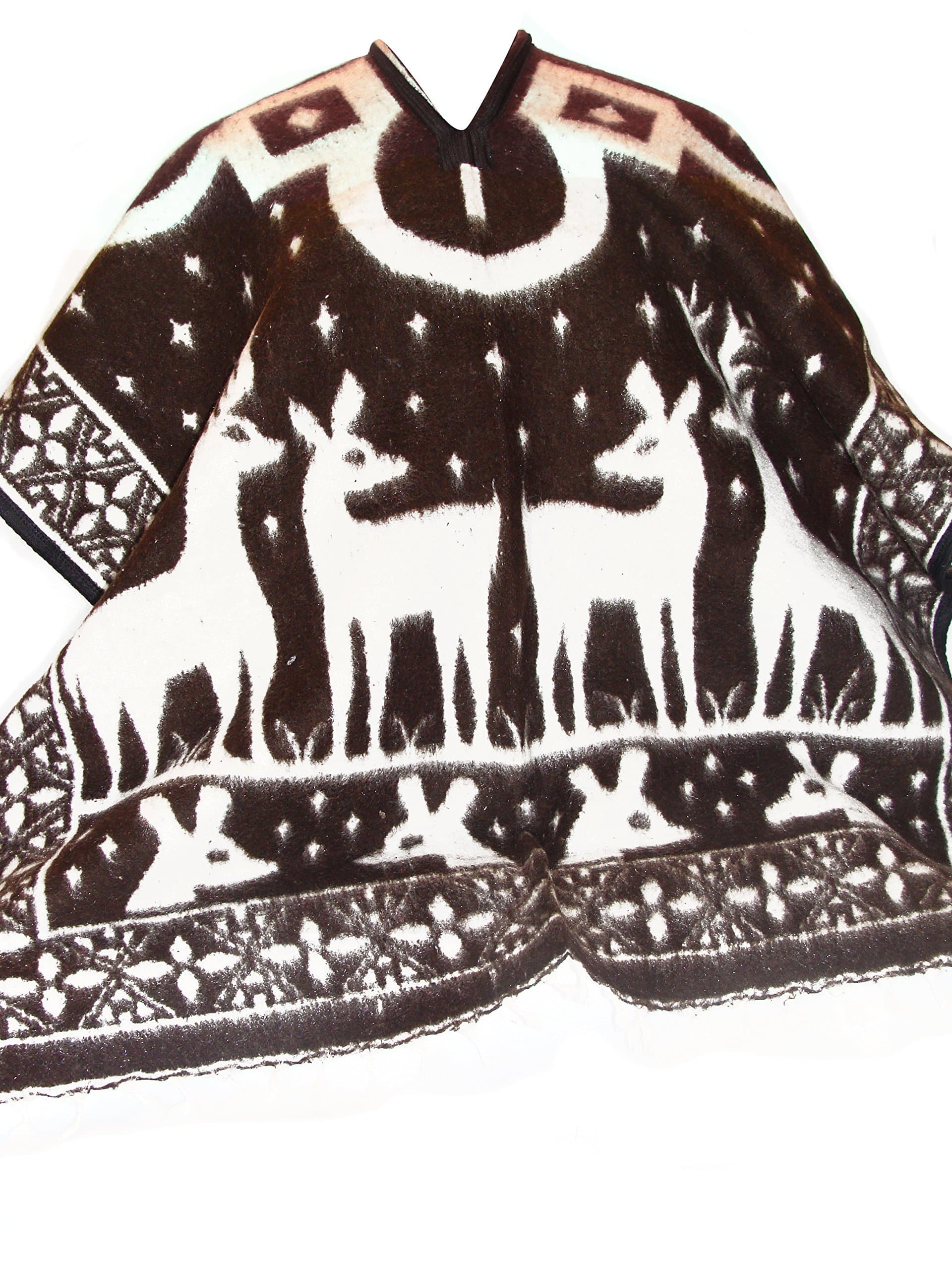 Poncho Deer Reversible Warm Thick Brushed Wool Blend Mexico