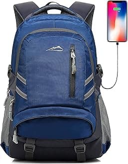 ProEtrade Backpack Bookbag for College Laptop Travel,Fit Laptop Up to 15.6 inch Multi Compartment with USB Charging Port Anti theft, Gift for Men Women (Blue)