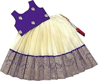FELIZ THE DESIGNER STUDIO Baby Girl's Readymade South Indian Pattu Pavadai Lehenga Choli For Kid's