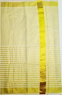 YETTALAN® Kerala Traditional Tissue Saree for Women with Running Blouse | South Indian Ethnic Saree for Weddings Onam Vishu Temple Wear & Festivals
