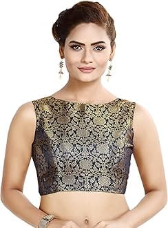 Women's Traditional Rich Banaras Brocade Sleeveless Readymade Saree