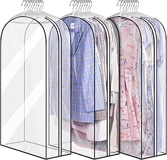 MISSLO 10" Gusseted All Clear Garment Bags for Hanging Clothes 40" Suit Bags for Closet Storage Hanging Clothes Storage Suit Cover for Shirts, Coats, Dresses, 3 Packs