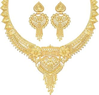 Mansiyaorange Party Collection Jewellery Neckalce Sets for Women (One Gram Golden)