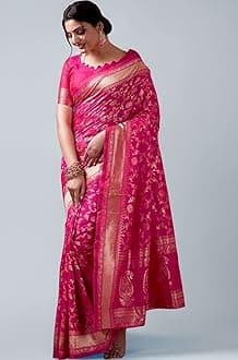 Women's Banarasi Saree Pure Kanjivaram Silk Saree Soft new ladies 2023 Design Wear Pattu Sarees Latest Party Sari collections With Blouse Piece for Wedding sadi (SAN PARI-182 DARK GREEN)