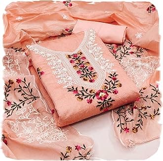 Pandadi Saree Women's Heavy Chanderi Embroidery Work Fancy Unstitched Salwar Suit Dress Material