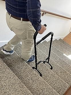 Rock Steady Cane Stair Assist Cane – Less Effort Going Up, Less Impact Coming Down, Lightweight