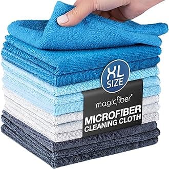 MagicFiber Microfiber Cleaning Cloth (12 Pack,13x13),Thick, Soft, & Ultra Absorbent Reusable Microfiber Cleaning Rags, Micro Fiber Cloths for Dusting, Windows, Kitchenware, Cars and More!