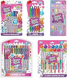 Scented Pen and Marker Bundle – 56-Count Art Supplies Set with Gel Pens, Fineline Markers, Retractable Pens, and Candy Scented Markers – Non-Toxic for Kids Ages 3+