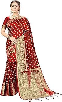 Women's Kanjivaram Banarasi Art Silk Saree with Blouse Piece
