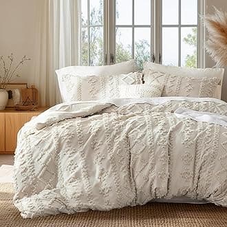 Bedsure Boho Duvet Cover King Size, Soft & Comfortable Elegant Design Boho Bedding for Decoration, Machine Washable Comforter Cover for All Seasons,Includes 1 Duvet Cover & 2 Pillow Shams,Linen