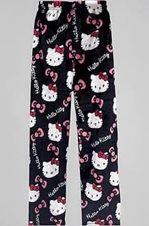 Anime Pajamas Pants Women Cartoon Family Christmas Pajama Pants Kawaii Flannel Pajama Pants Black and Pink